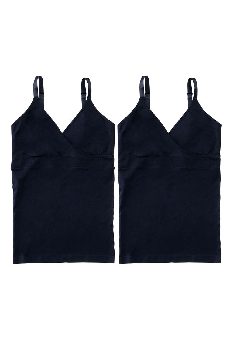 Ingrid & Isabel 2-Pack Crossover Cami Nursing Maternity, Main, color, Black/Black