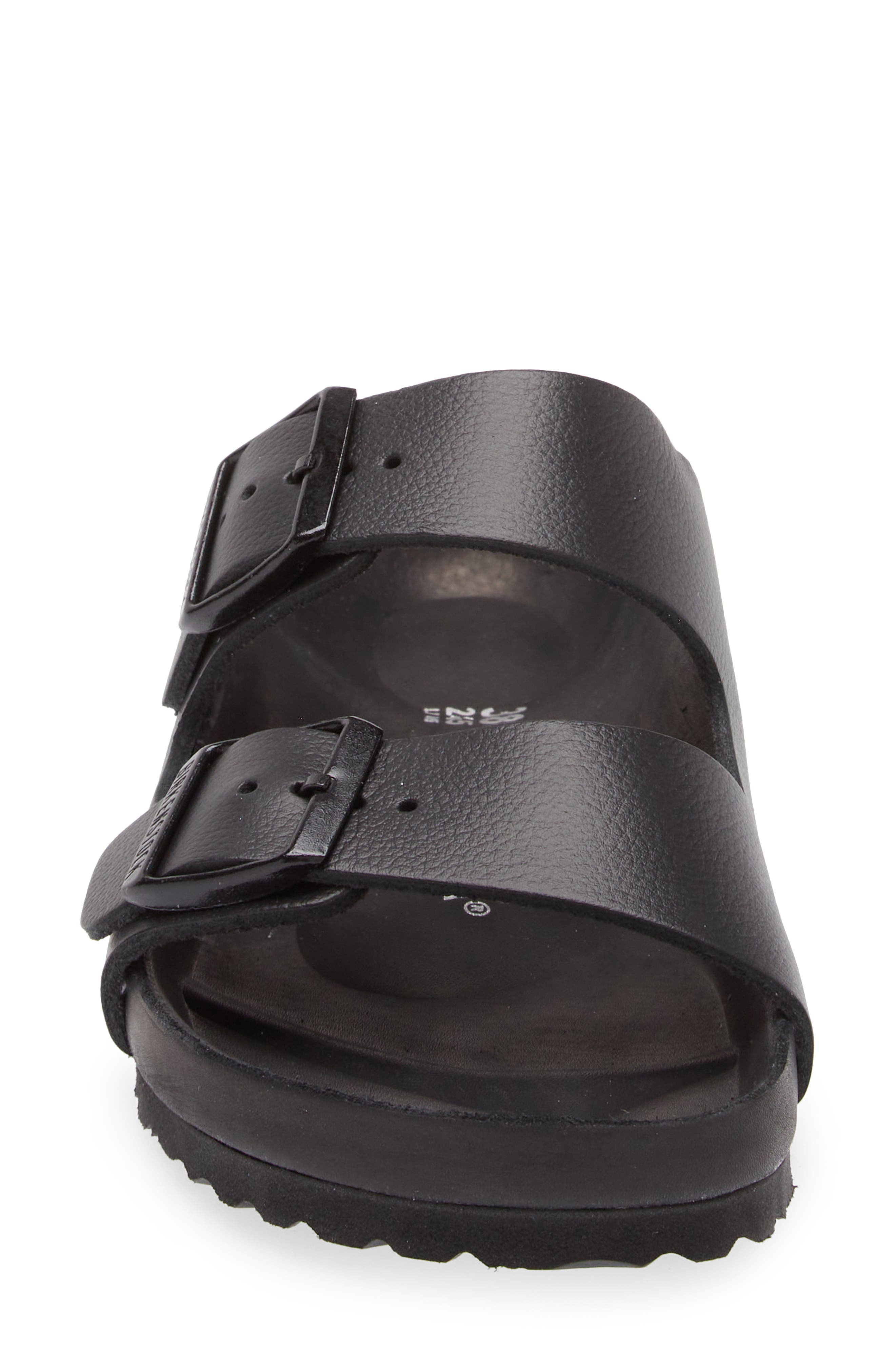 Birkenstock Arizona Exquisite Leather Slide Sandal, Alternate, color, Black
