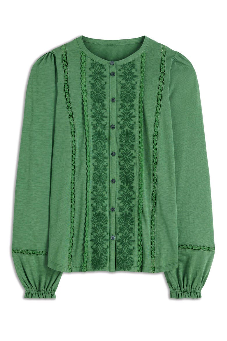 Sophie Embroidered Button-Up Shirt, Alternate, color, WILLOW GREEN