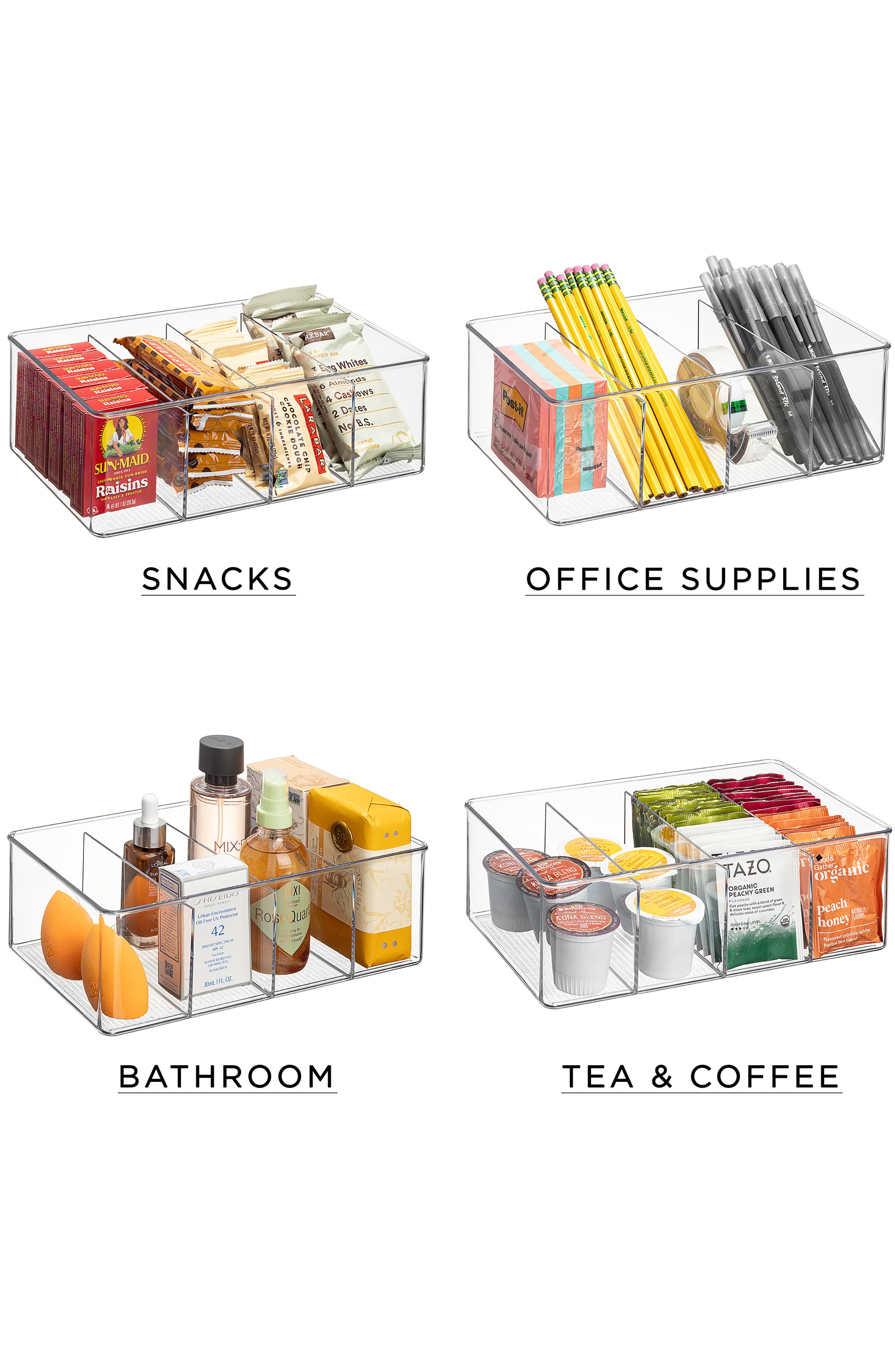 SORBUS 4-Pack Clear Divider Storage Bins | Nordstromrack