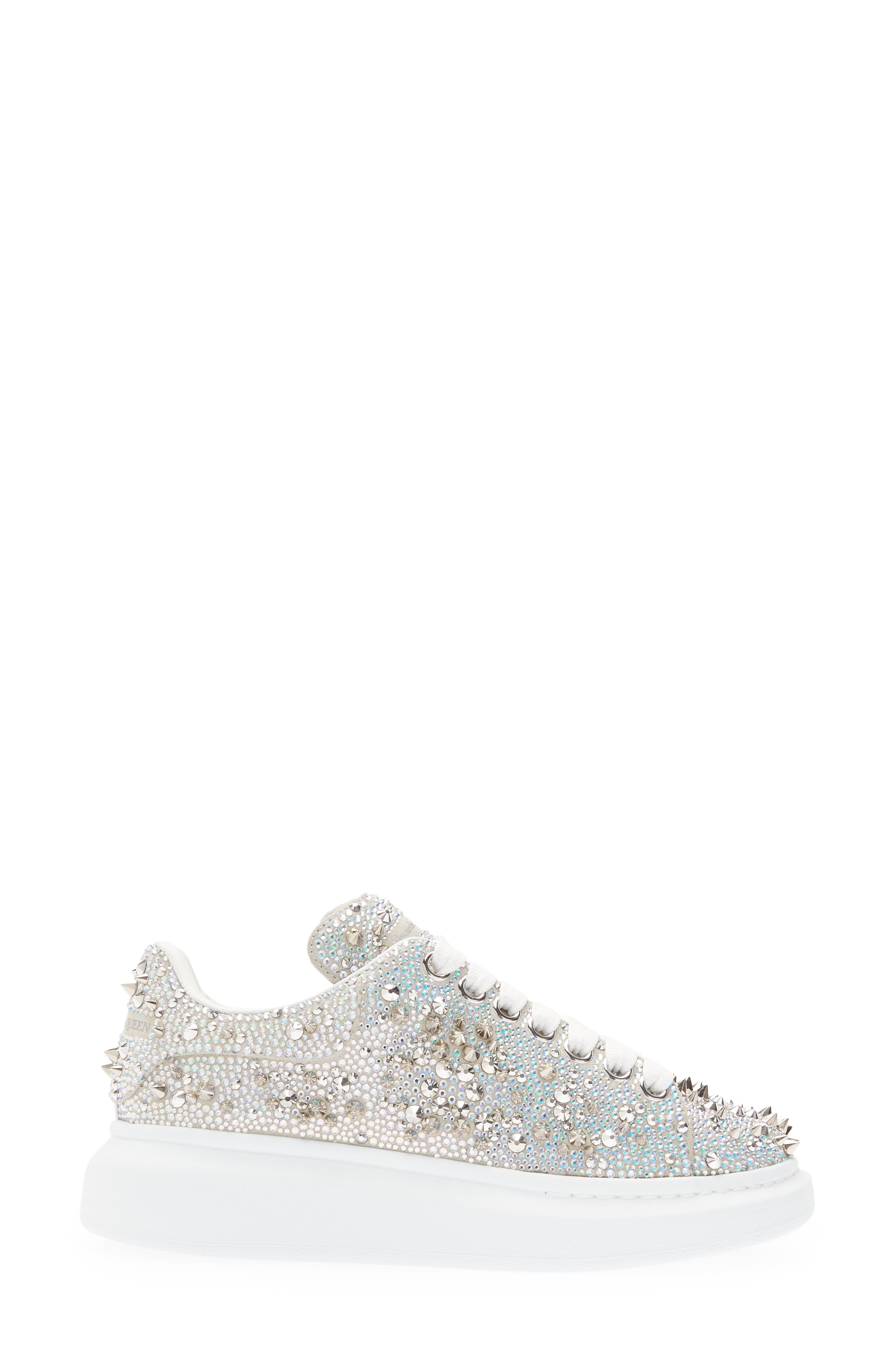 McQueen Oversized Crystal & Stud Embellished Platform Sneaker, Alternate, color, 