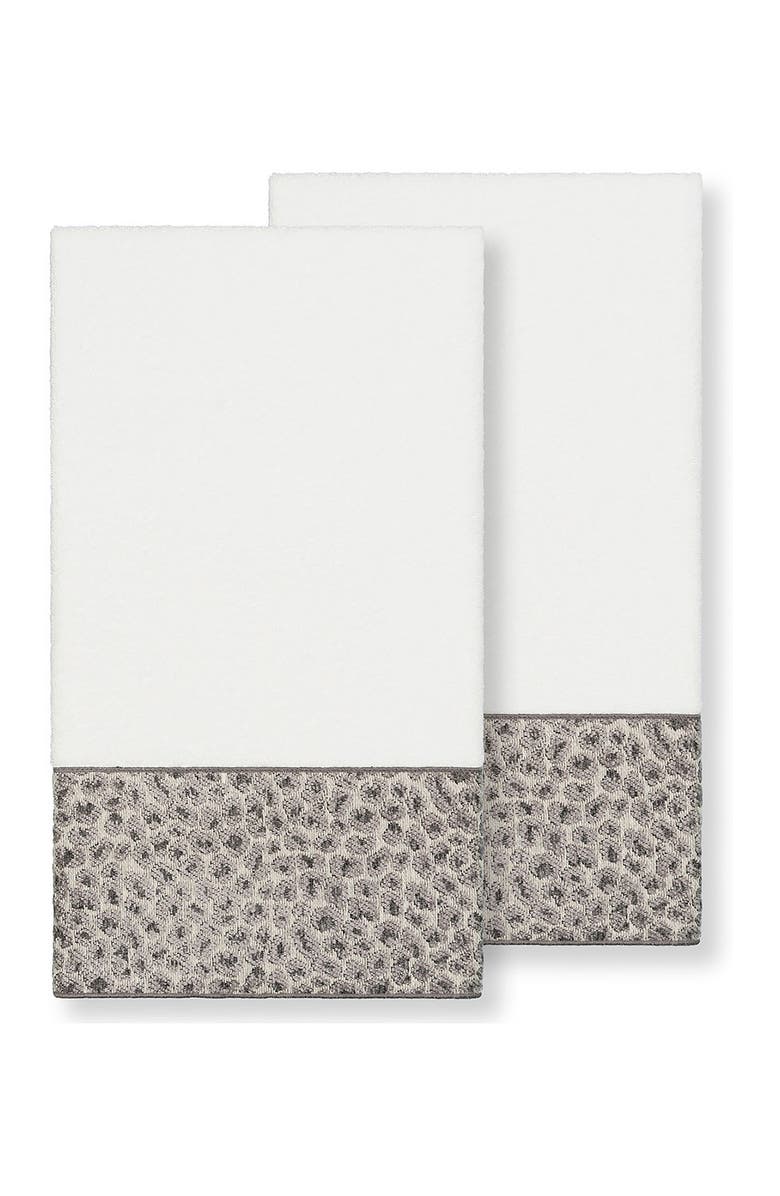Linum Home Textiles Spots Embellished Bath Towel - Set of 2 - White, Alternate, color, White