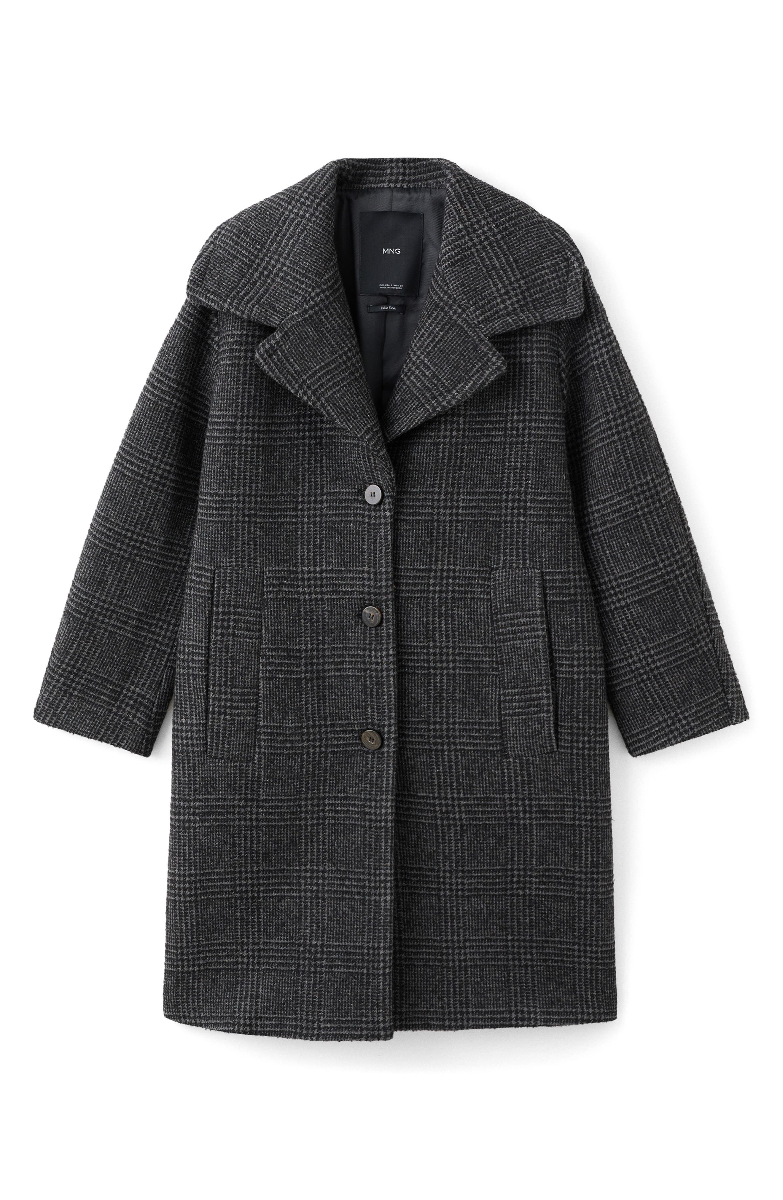 MANGO Glen Plaid Wool Blend Coat