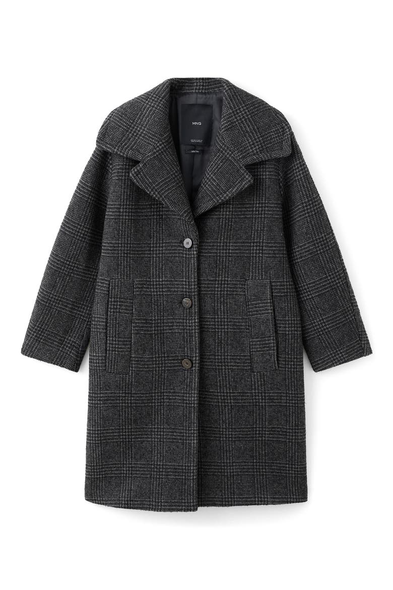 Glen Plaid Wool Blend Coat, Main, color, GREY