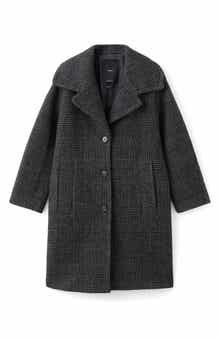 MANGO Glen Plaid Wool Blend Coat