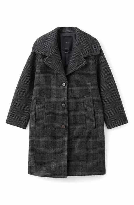 MANGO Glen Plaid Wool Blend Coat