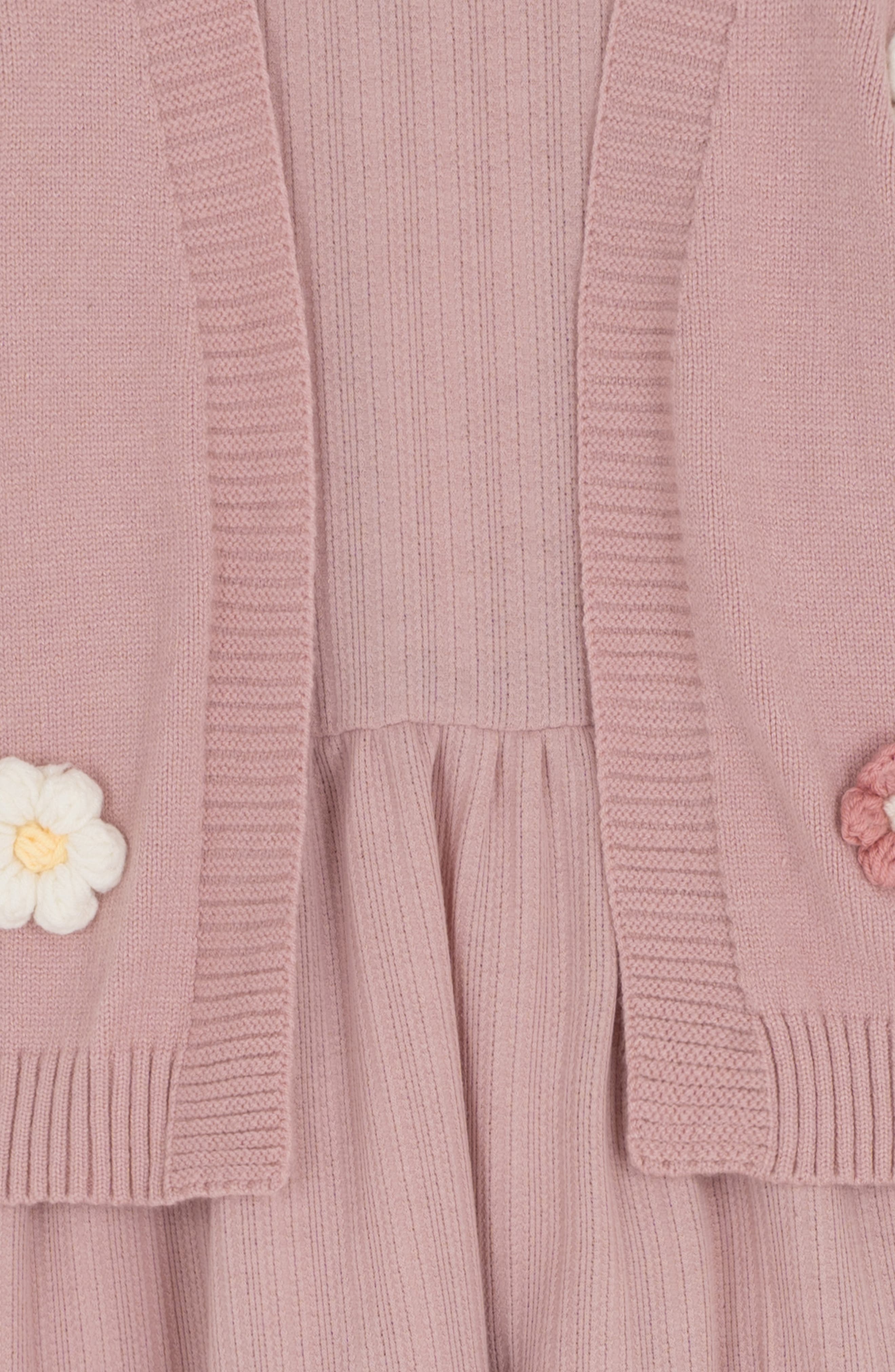 Kids' 3D Flower Cardigan & Long Sleeve Dress Set