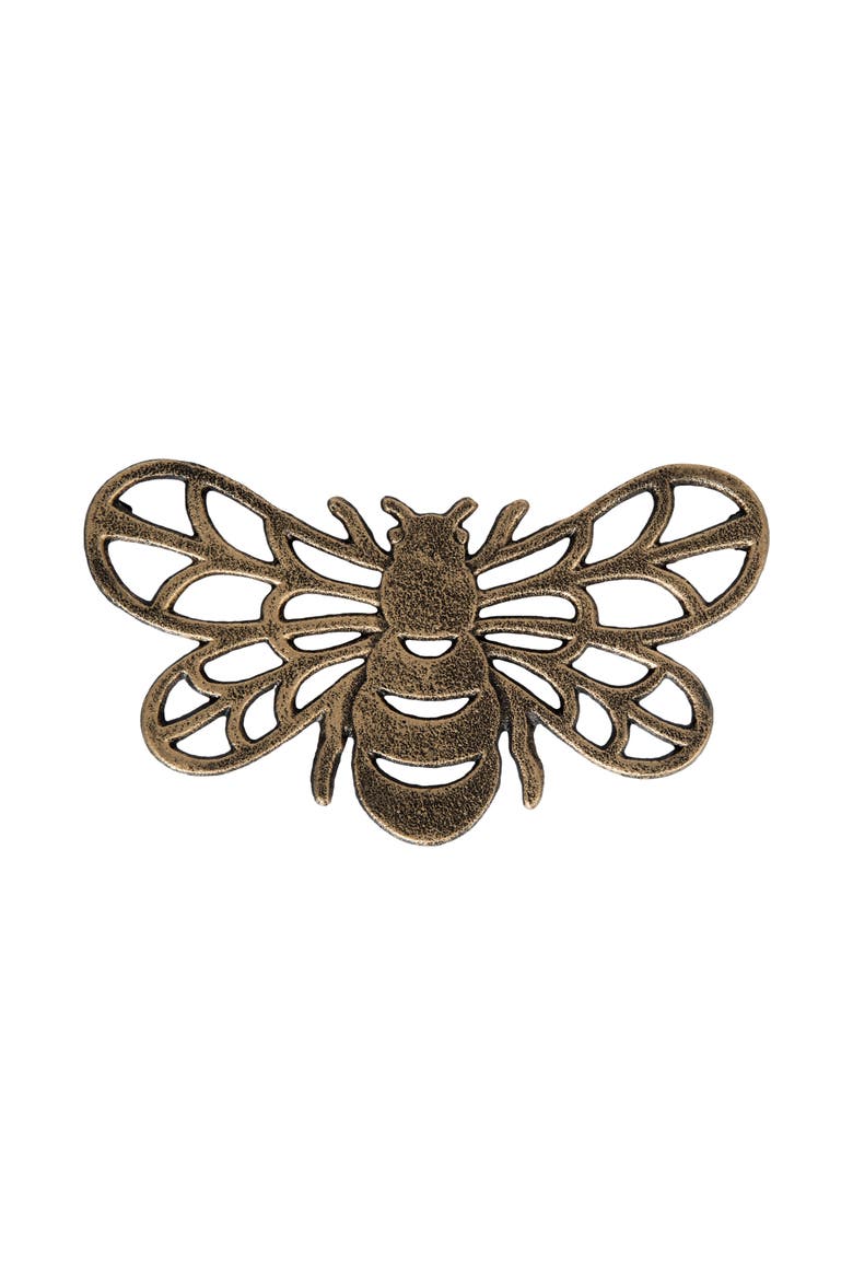 Bee Metal Serving Kitchen Trivet 4.65" x 7.87", Main, color, Gold