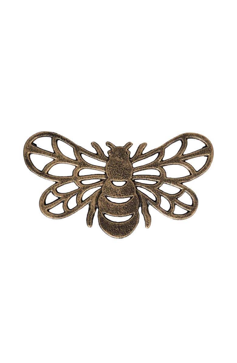 Gallerie II Bee Metal Serving Kitchen Trivet 4.65" x 7.87", Main, color, Gold