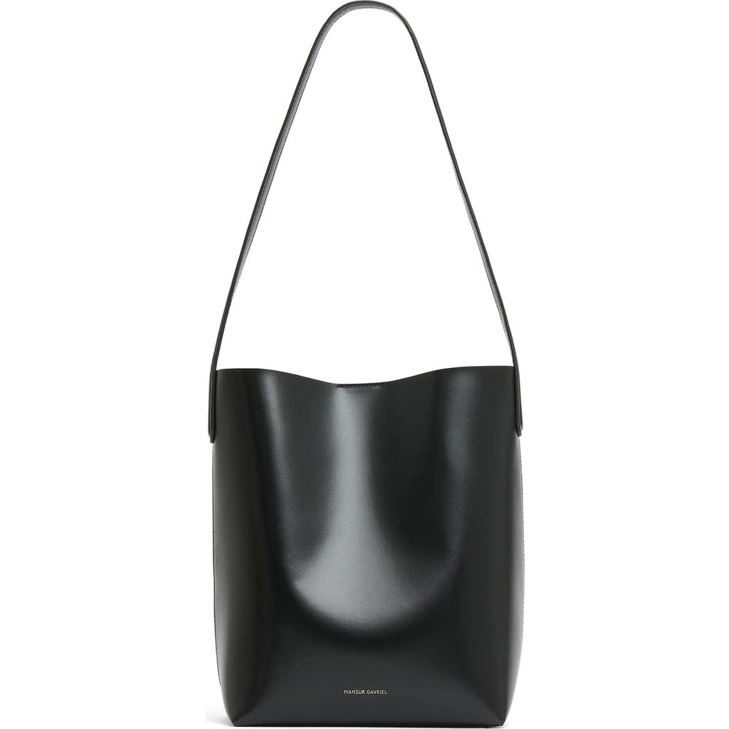 Mansur Gavriel Small Everyday Cabas Leather Hobo Bag In Black/caramel