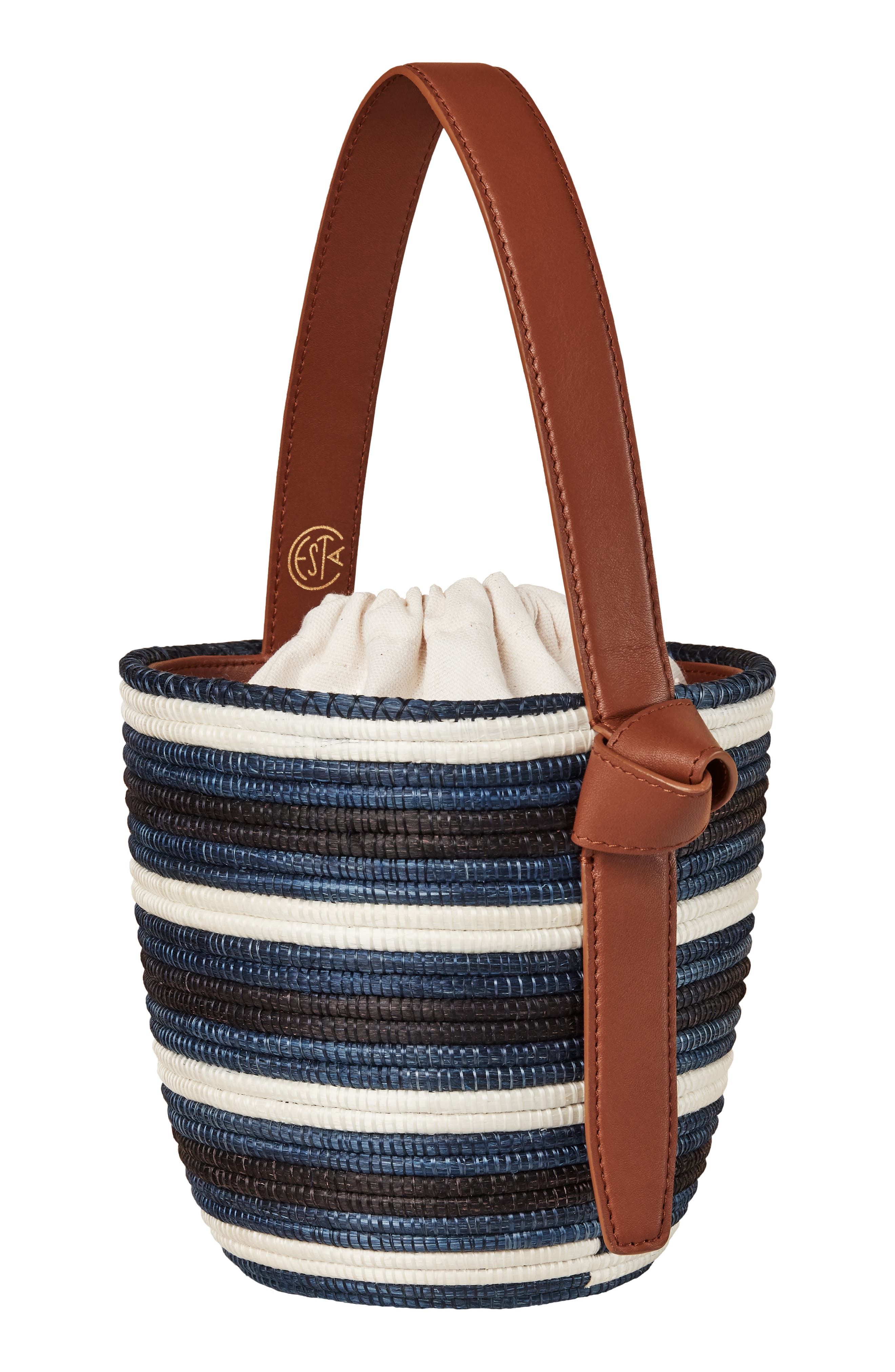 La Ligne x Cesta US Navy Lunch Pail Straw Handbag, Alternate, color, 