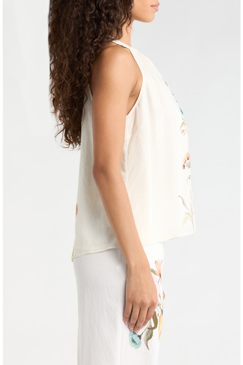 Placed Floral High Neck Sleeveless Top, Alternate, color, ANTIQUE WHITE