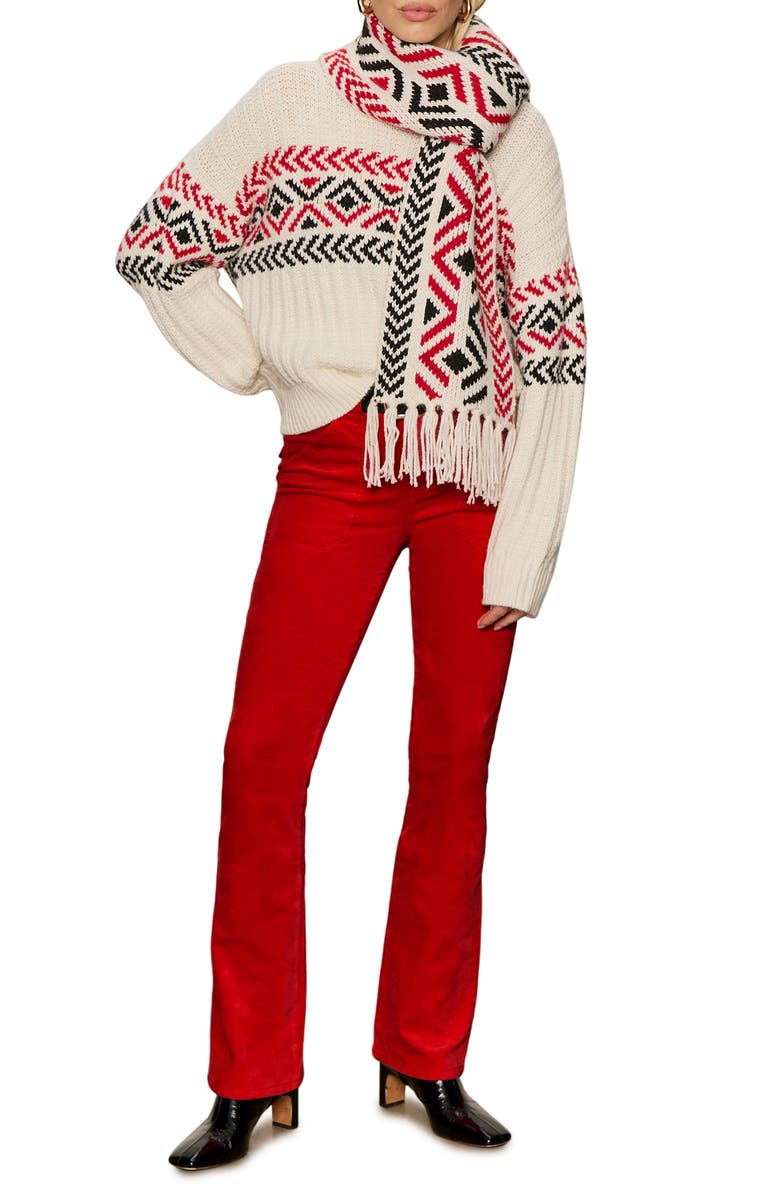 Sanctuary Intarsia Sweater, Alternate, color, Chalk White/ Multi