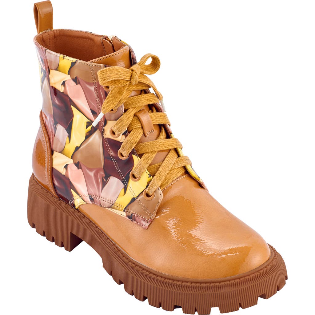 Ninety Union Freeway Lug Sole Combat Boot In Camel Multi