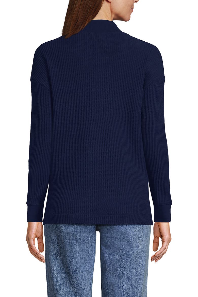 Long Sleeve Waffle Shawl Collar Henley, Alternate, color, Deep Sea Navy