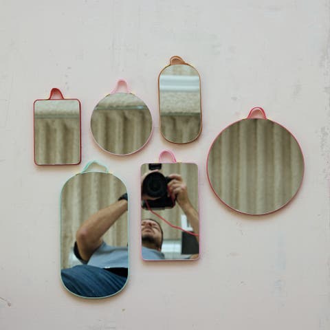 Velvet Framed Mini Wall Mirrors, Set of 6