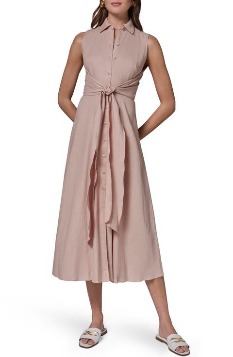 Sleeveless Linen Blend Shirtdress