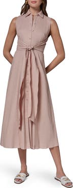 Donna Karan New York Sleeveless Linen Blend Shirtdress