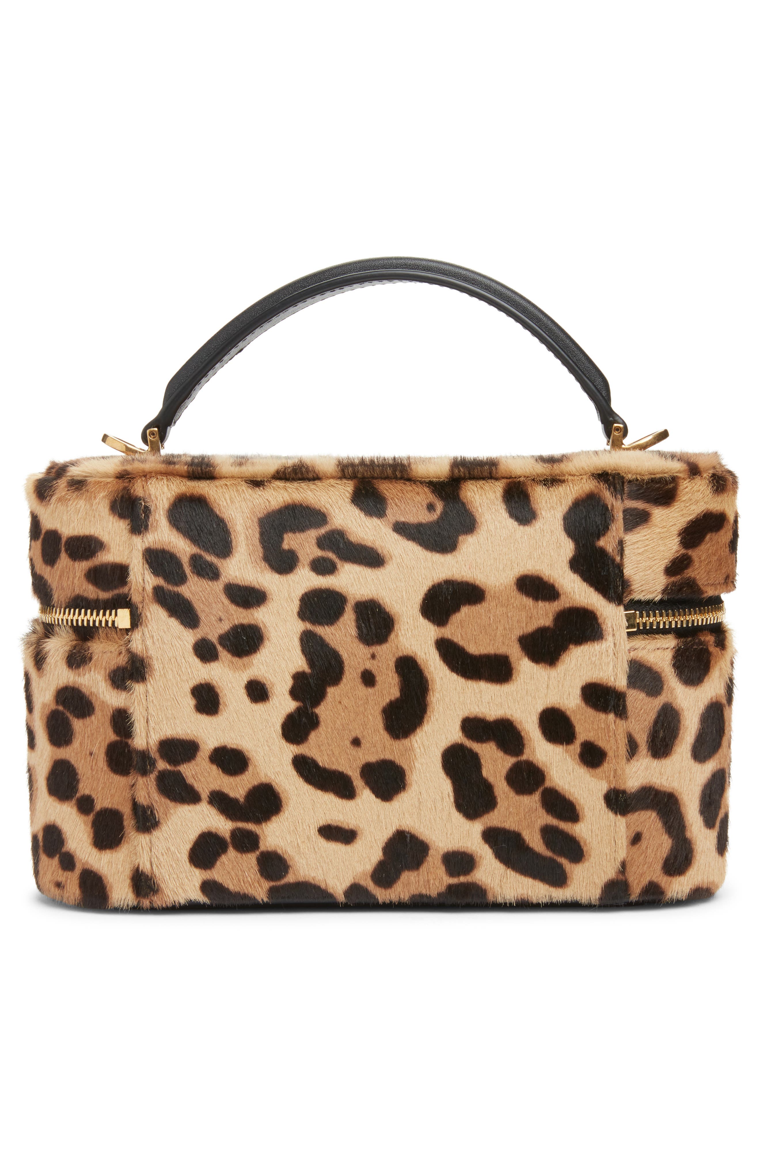 Saint Laurent Gaby Leopard Print Genuine Calf Hair Vanity Bag, Alternate, color, Brown/ Noir