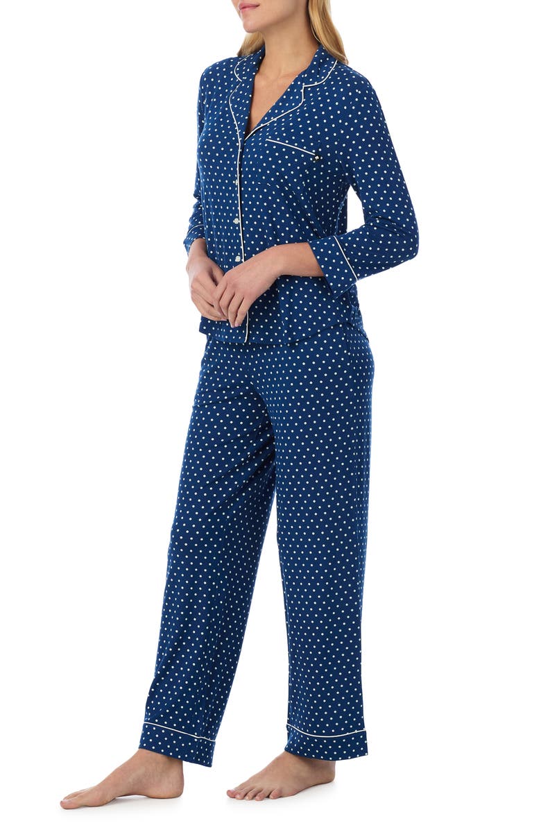 Kate Spade New York print stretch modal pajamas, Alternate, color, Navy Dot