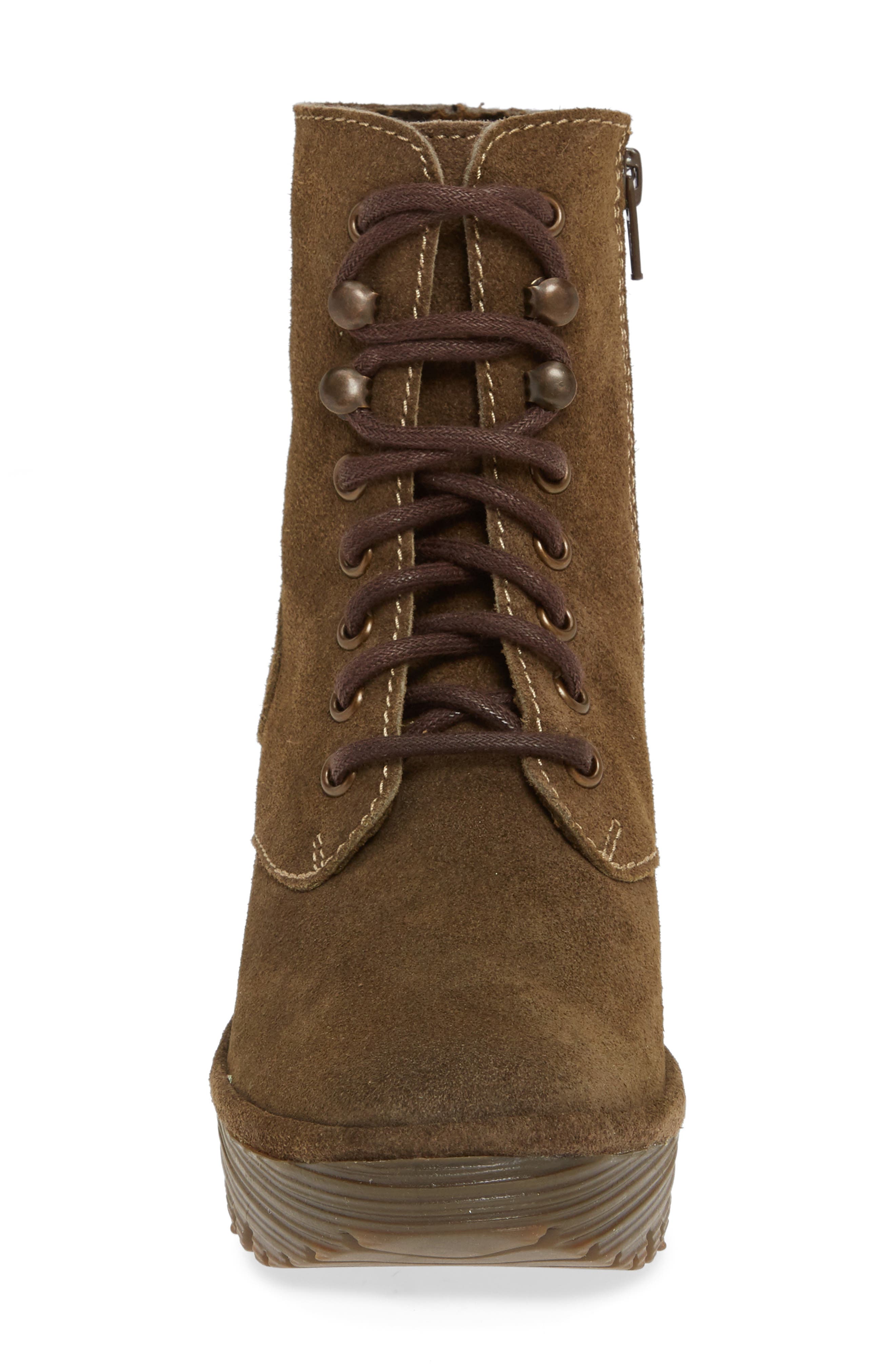 Ygot Wedge Bootie, Alternate, color, SLUDGE OIL SUEDE