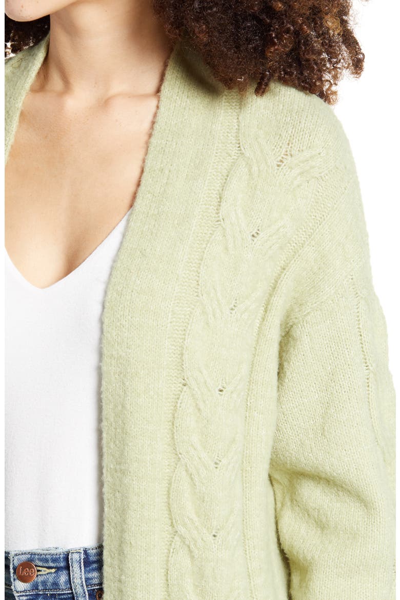 Cozy Cable Knit Longline Cardigan, Alternate, color, GREEN LOWLAND
