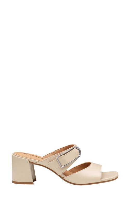 Johnston & Murphy Everly Buckle Slide Sandal In Bone Calfskin