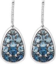 EFFY Sterling Silver Blue Topaz, London Blue Topaz & Diamond Teardrop Earrings