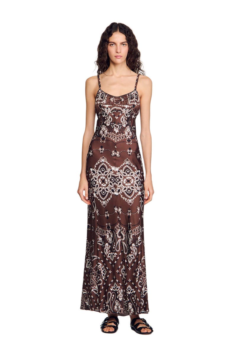 SANDRO Bandana-print maxi dress, Main, color, 
