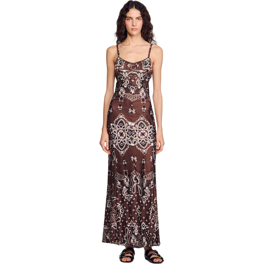 Sandro Bandana-print Maxi Dress In Multi