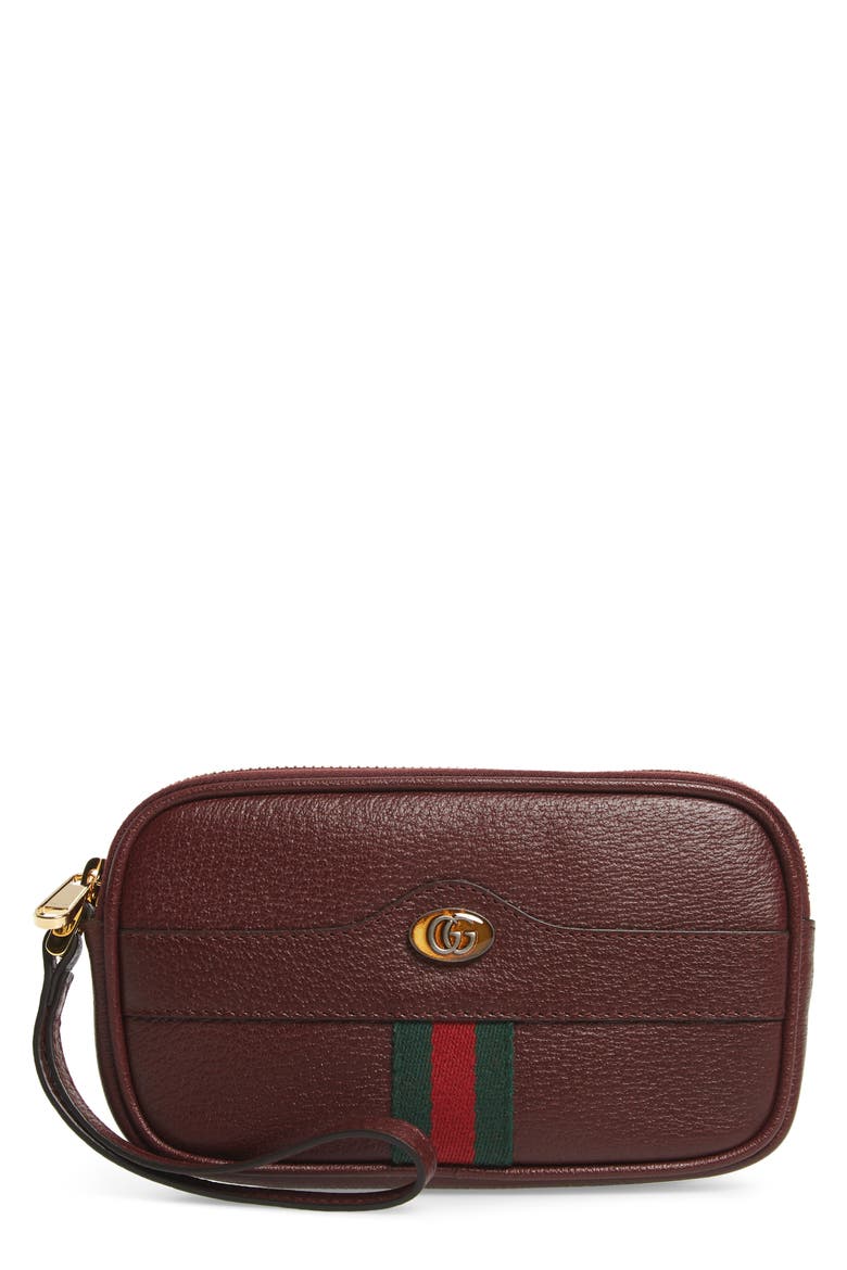 Ophidia Leather iPhone Case, Main, color, VINTAGE BORD/ VERT RED VERT
