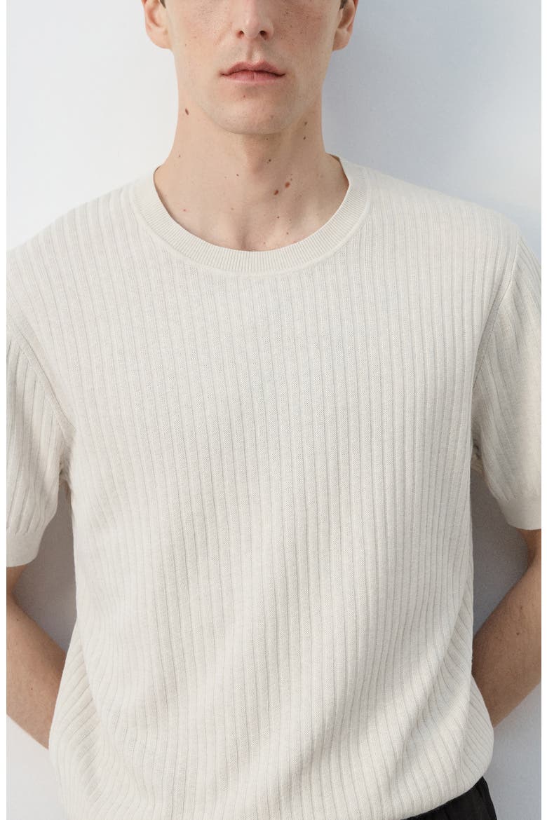 Short Sleeve Cotton & Modal Rib Top, Alternate, color, SAND