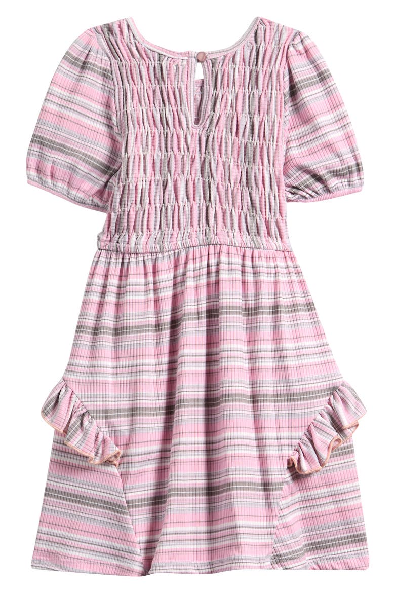 Kids' Stripe Ruched Bodice Dress, Alternate, color, PINK