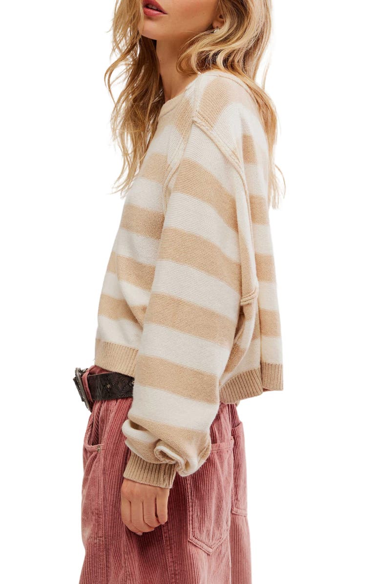 Free People Into the Blue Stripe Crop Sweater, Alternate, color,
