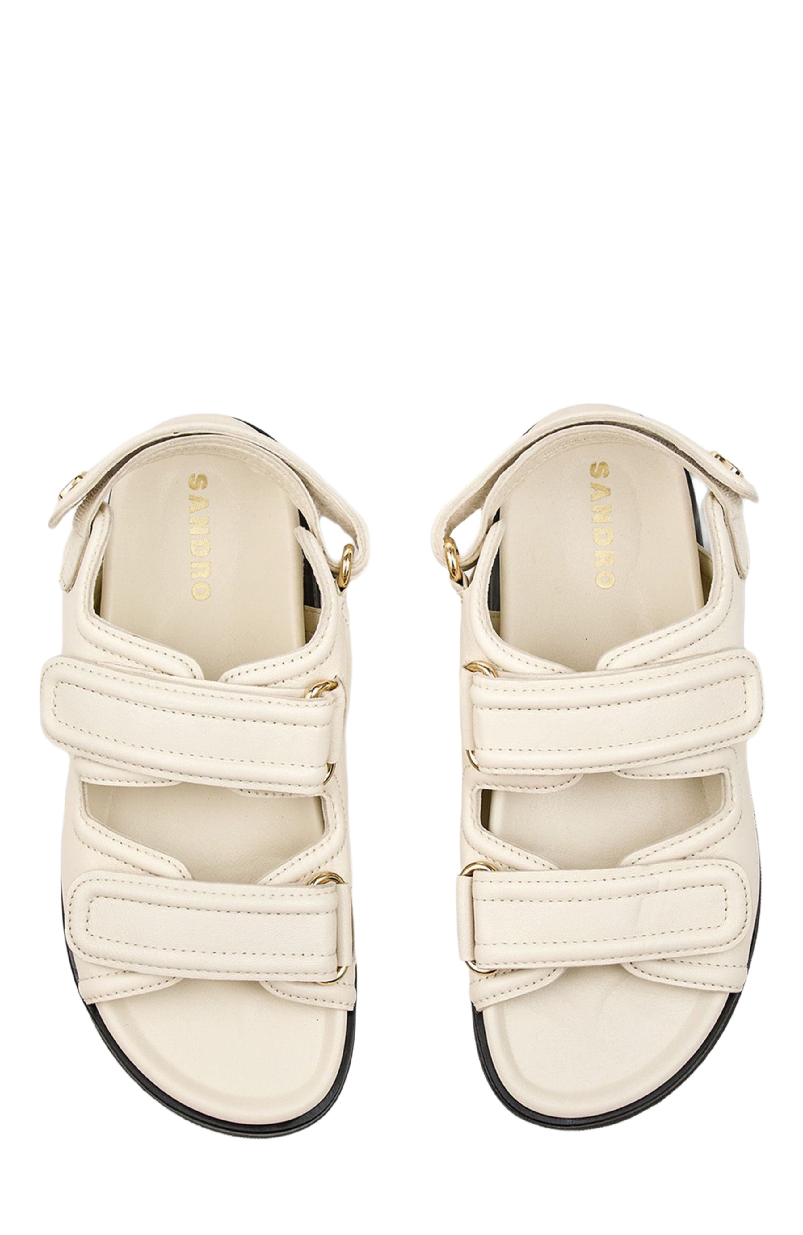 SANDRO Plain leather lambskin sandals, Alternate, color, 