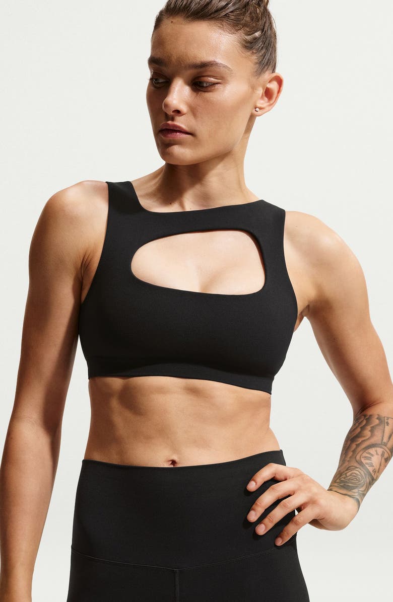 Nike Zenvy Dri-FIT Sports Bra, Alternate, color, 010 Black/Col Gy