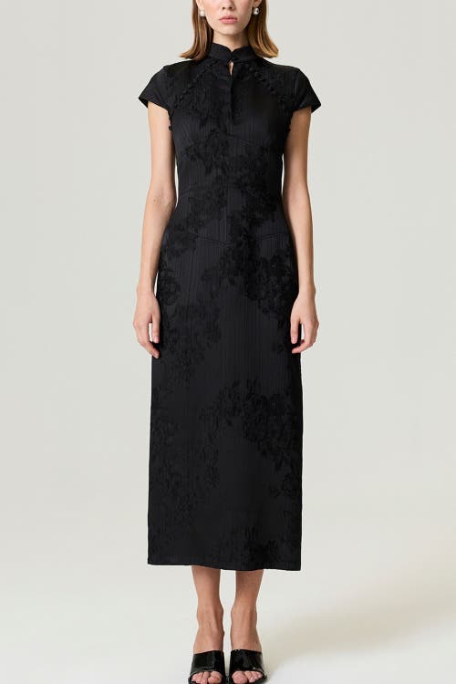Nocturne Slit Detail Japanese-inspired Maxi Dress In Black