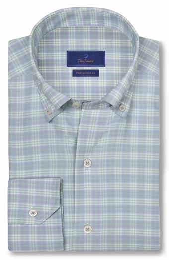 David Donahue Plaid Print Performance Sport Shirt