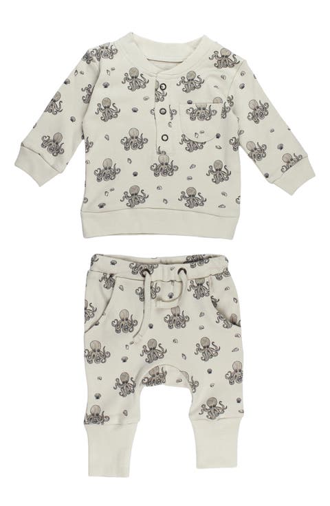 Organic Cotton Henley Sweatshirt & Joggers Set