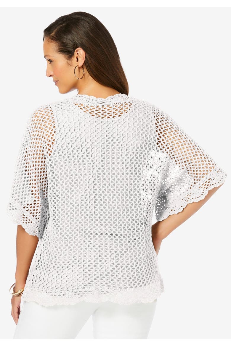 Crochet Cardigan, Alternate, color, WHITE