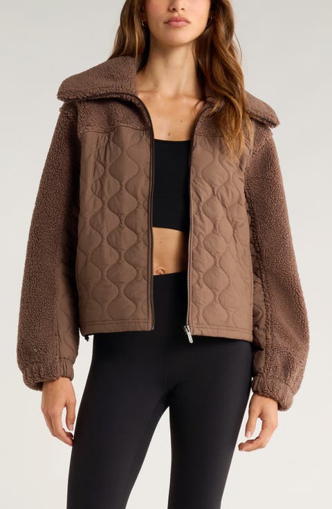 Faux Shearling & Quilted Nylon Hybrid Jacket
