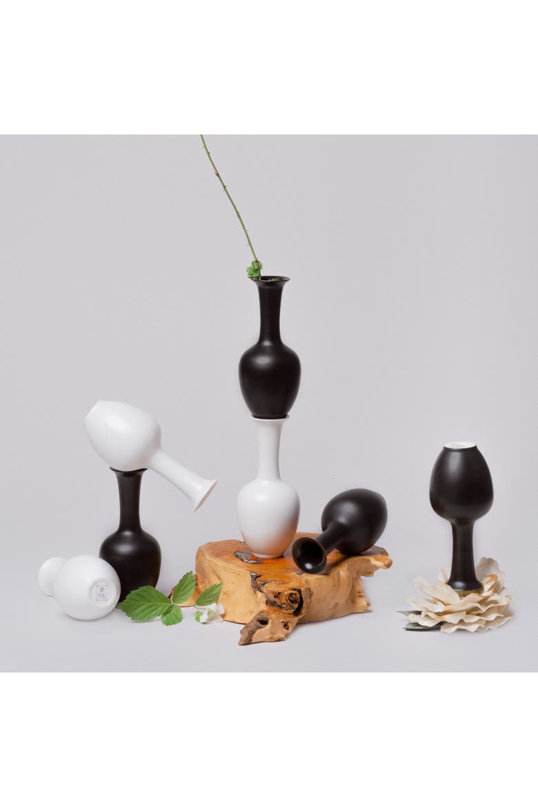 Semi-Matte Porcelain Mini Lotus Vase, Alternate, color, Black