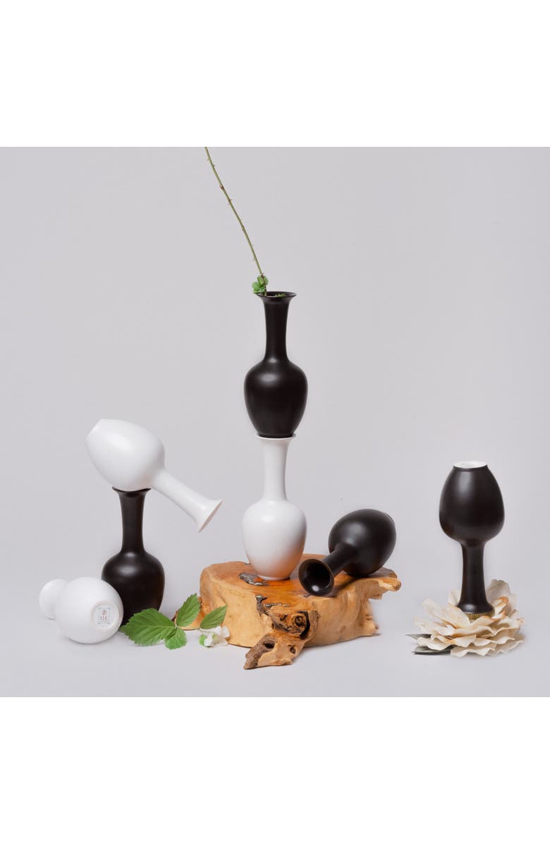 MIDDLE KINGDOM Semi-Matte Porcelain Mini Lotus Vase, Alternate, color, Black