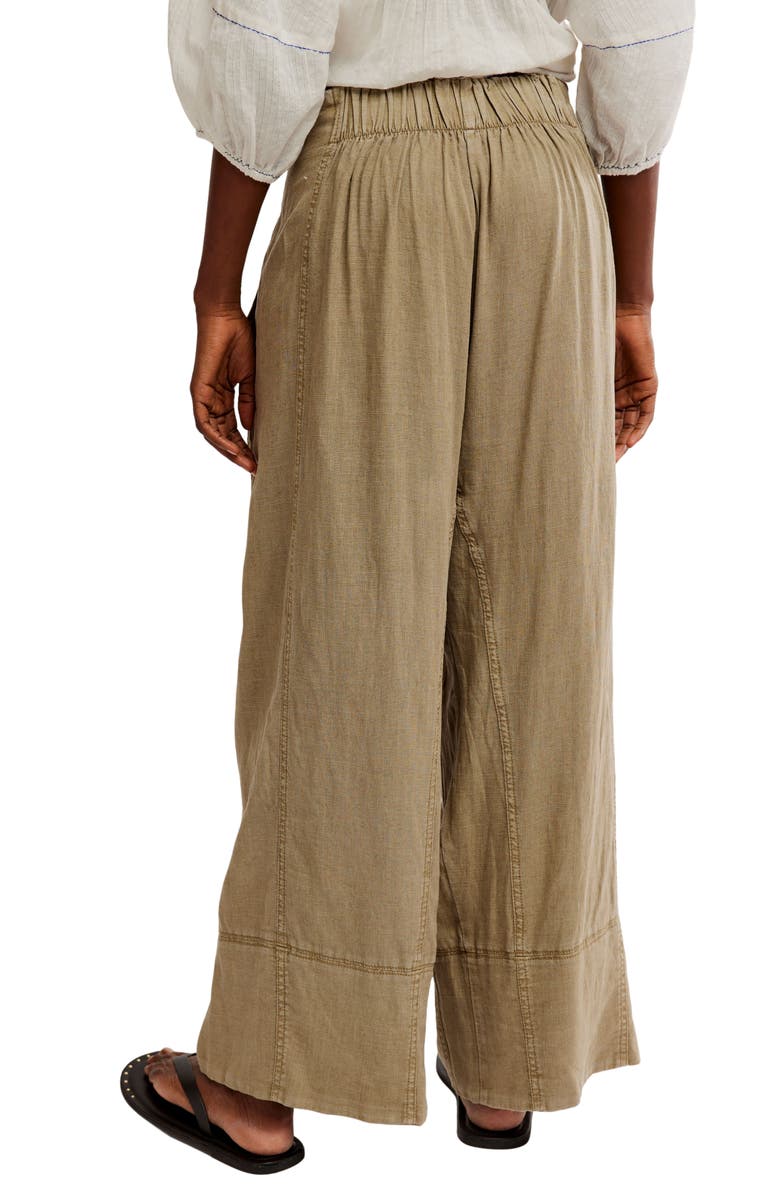 Free People Days End Pull-On Linen Blend Wide Leg Pants, Alternate, color, Caiman