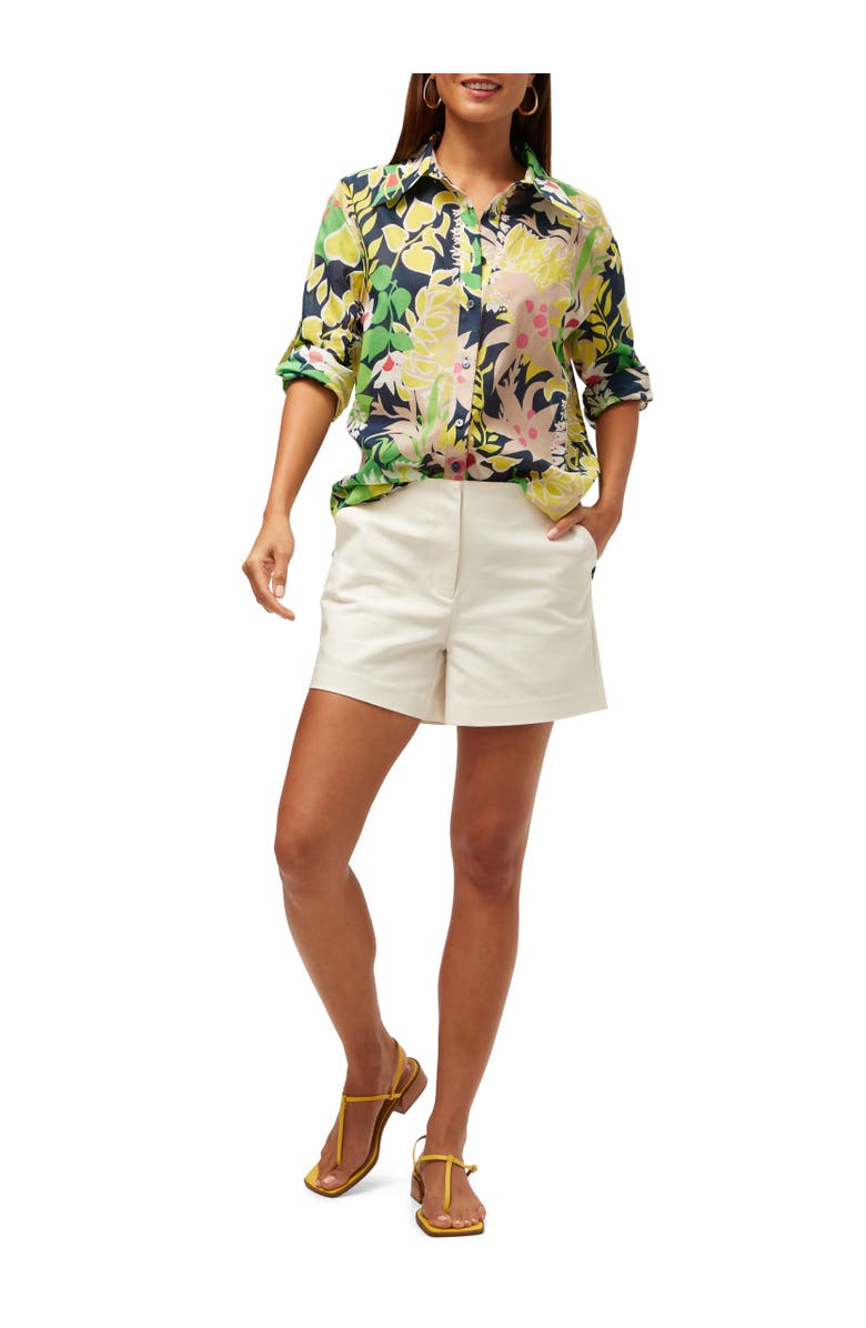 Trina Turk Button Up Swing Top, Alternate, color, Floral Green Multi