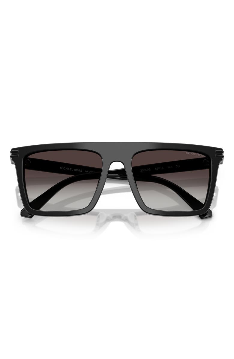 Michael Kors Edgewater 55mm Flat Top Square Sunglasses, Alternate, color, Black / Dark Grey Gradient
