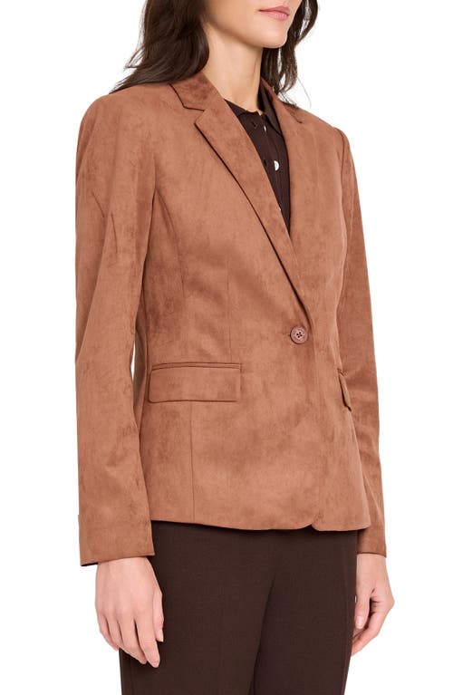 Tahari Asl One-button Faux Suede Jacket In Brown