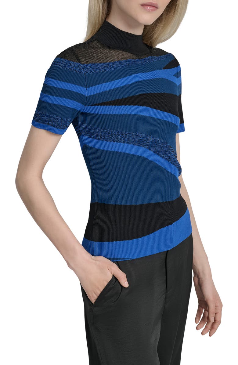 DKNY Colorblock Short Sleeve Sweater, Alternate, color, Classc Blue