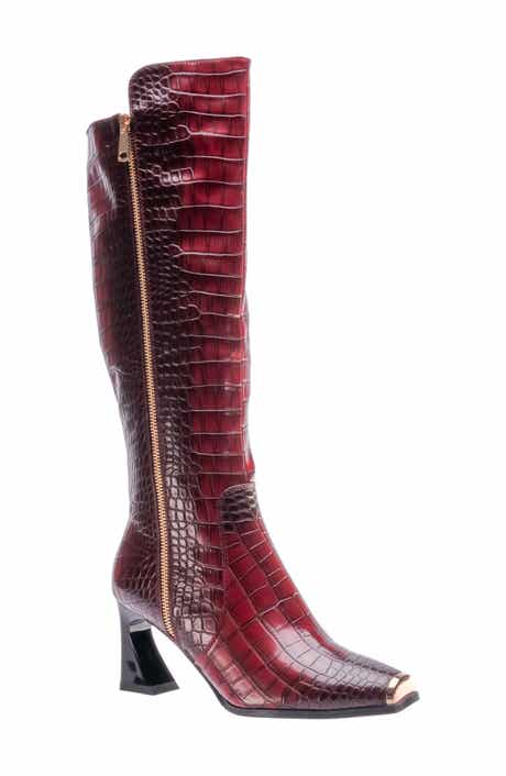 NINETY UNION London Croc Embossed Knee High Boot