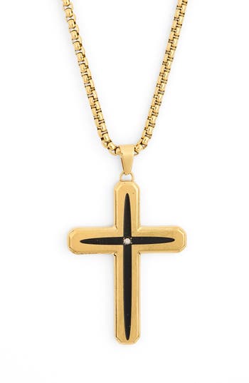 American Exchange Cross Pendant Necklace In Gold/black